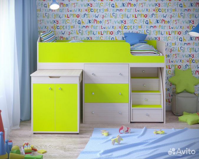 Детская кровать-чердак Малыш 160х70 Дуб молочный