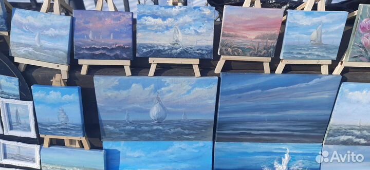 Картина маслом на холсте виды Таганрога и азовское