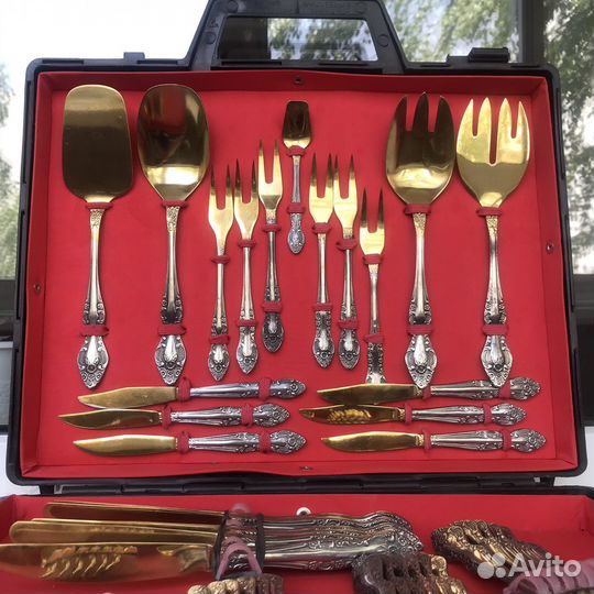 Набор столовых приборов СССР с позолотой, 6 персон