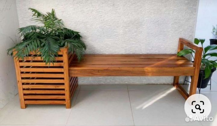 Лавочка с кашпо деревянная