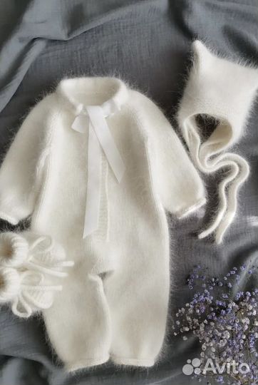 Вязаный комбинезон, кофточка, штаны