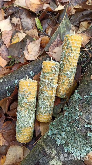 Свечи восковые ручной работы с полынью на очищение