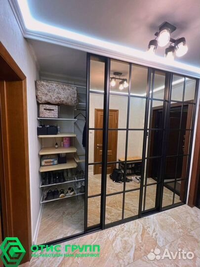 Раздвижные стеклянные перегородки для шкафа купе