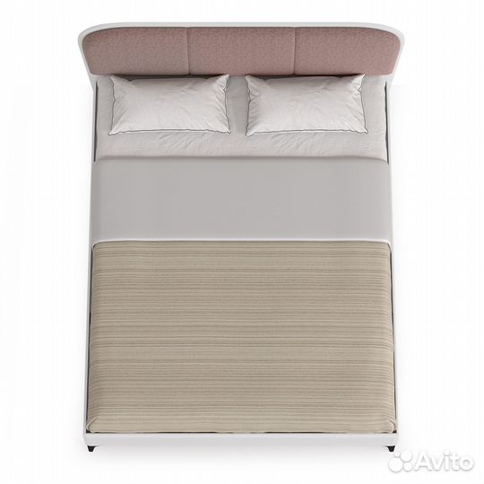 Кровать двуспальная с мягкой спинкой и ортопедическим основанием 1600 Валенсия, цвет белый шагрень/т