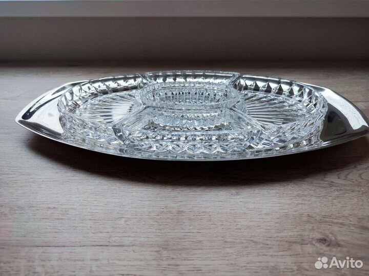 Менажница мельхиор хрусталь СССР