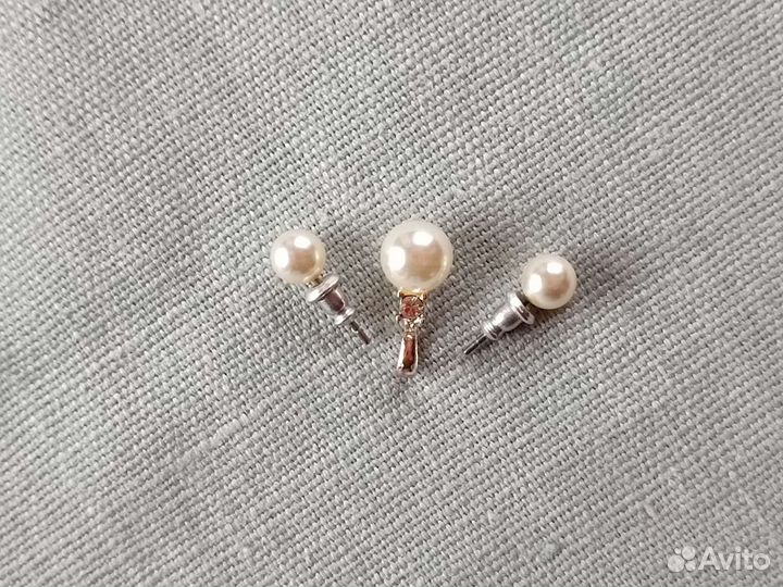 Украшения под жемчуг комплект серьги подвеска