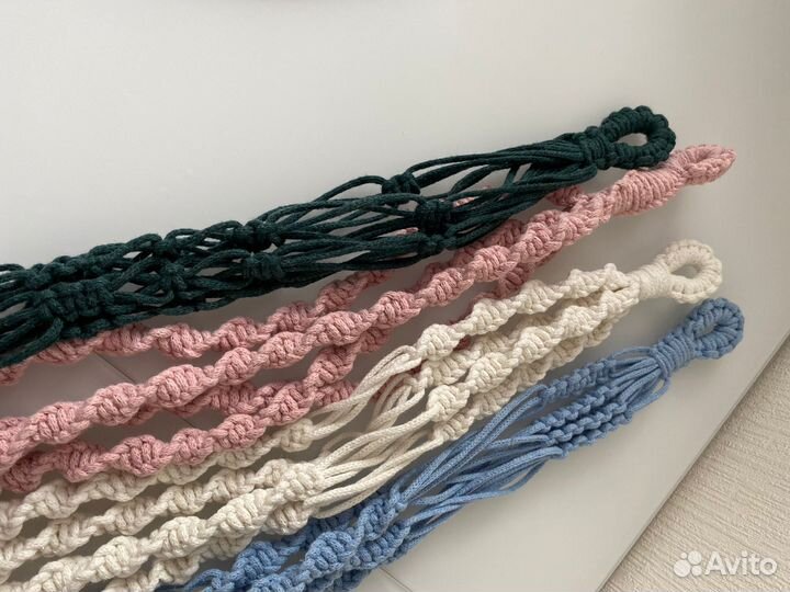 Подвесное кашпо, подвес макраме, плетеное кашпо