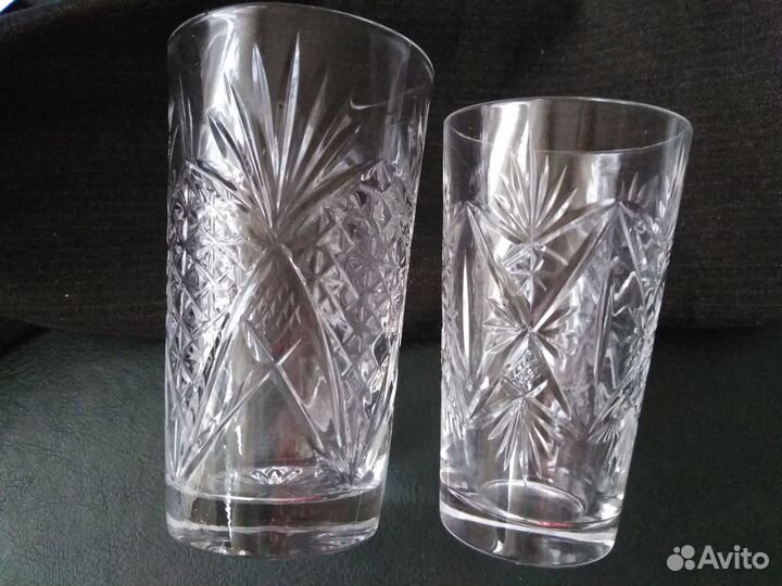 Хрусталь с алмазной нарезкой высокие стопки СССР