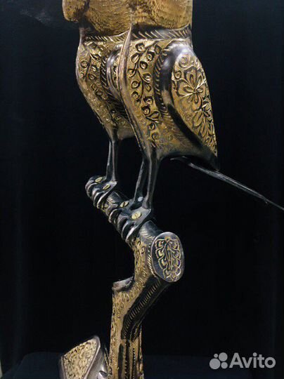 Очень Редкая Бронзовая статуэтка Пара попугаев на