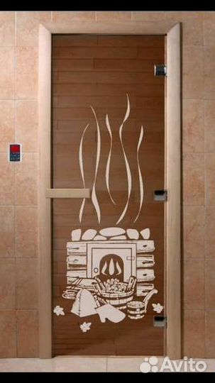 Дверь стеклянная в баню