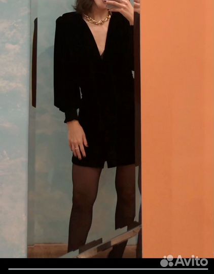 Платье zara s черное бархатное велюровое