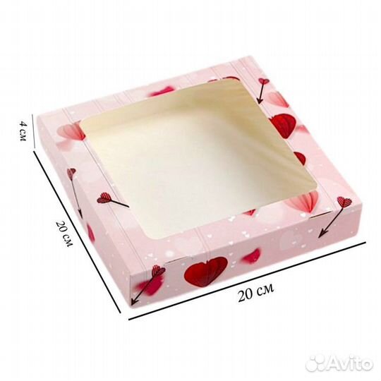 Коробка для десерта «Сердечки», 20х20х4 см