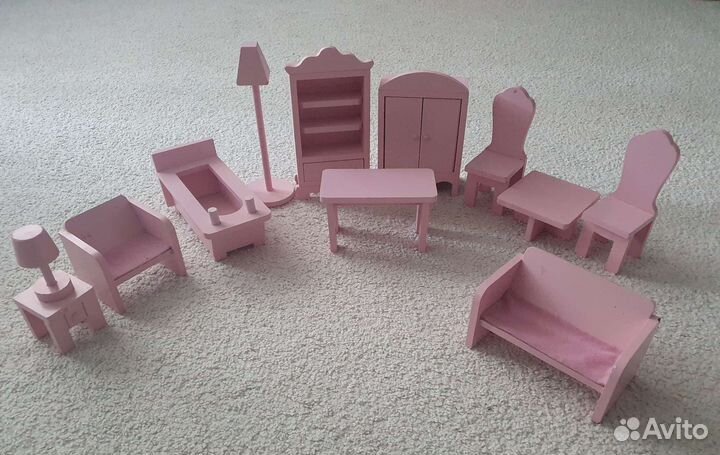Мебель для кукольного домика деревянная