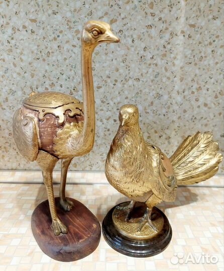 Антикварные бронзовые скульптуры Птицы шкатулки