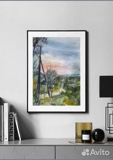 Картина акварелью пейзаж вечерний