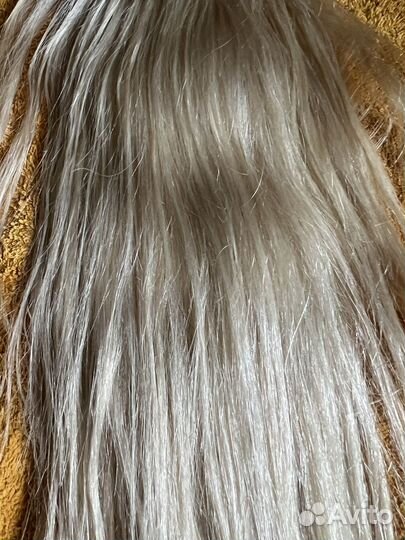 Хвост из натуральных волос на ленте блонд