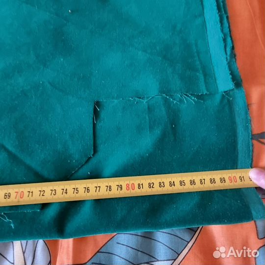 Ткань бархат СССР зеленый, отрез 3,3м