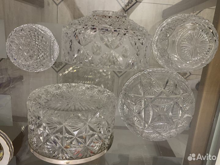 Салатник хрустальный СССР / Гжель