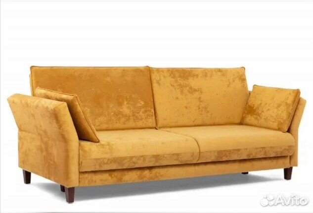Диван книжка Пекин велюр плющ жёлтый