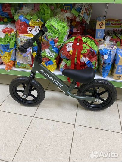 Беговел детский 12 Rocket, серый и темно-зеленый