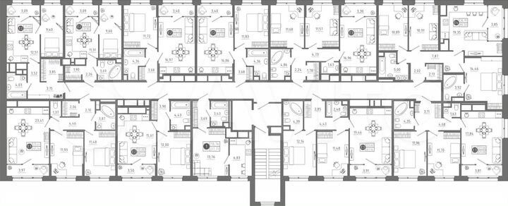 2-к. квартира, 61,1 м², 3/10 эт.