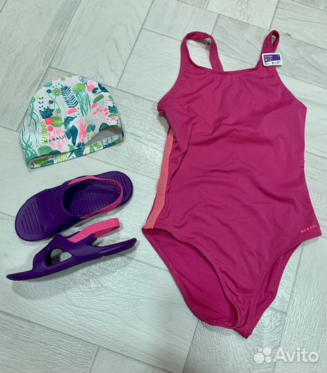 Купальник, шапочка, сланцы Decathlon