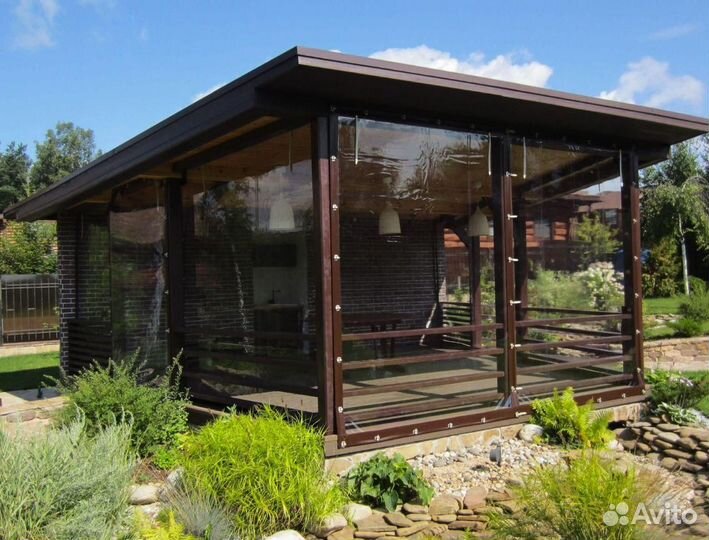 Мягкие окна безрамное остекление навесы, гаражи