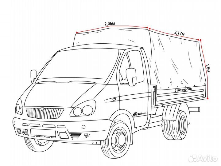 Тент на Газель завышенный на 30см. усиленный