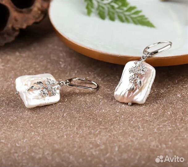 Серьги серебро 925 пробы с барочным жемчугом