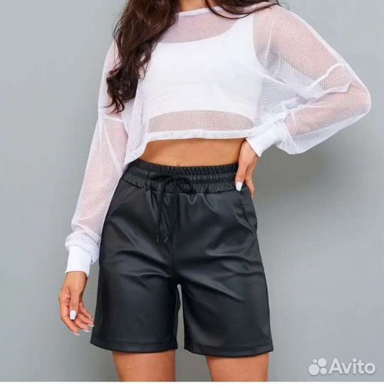 Шорты из экокожи женские новые