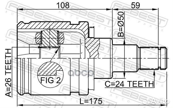 ШРУС внутренний перед лев 0111AZT250LH Febest