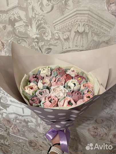 Букеты из зефирных цветов