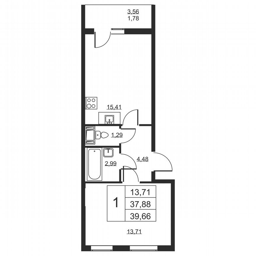 1-к. квартира, 39,7 м², 9/19 эт.