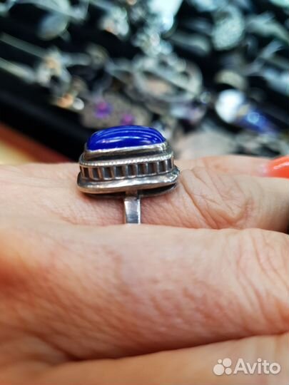 Кольцо,серьги с лазуритом