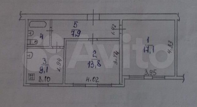 2-к. квартира, 51,6 м², 1/2 эт.
