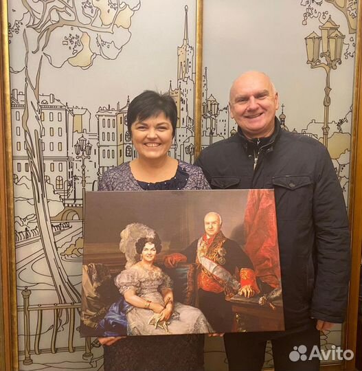 Портрет на холсте в старинном костюме