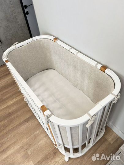 Детская кроватка трансформер овальная