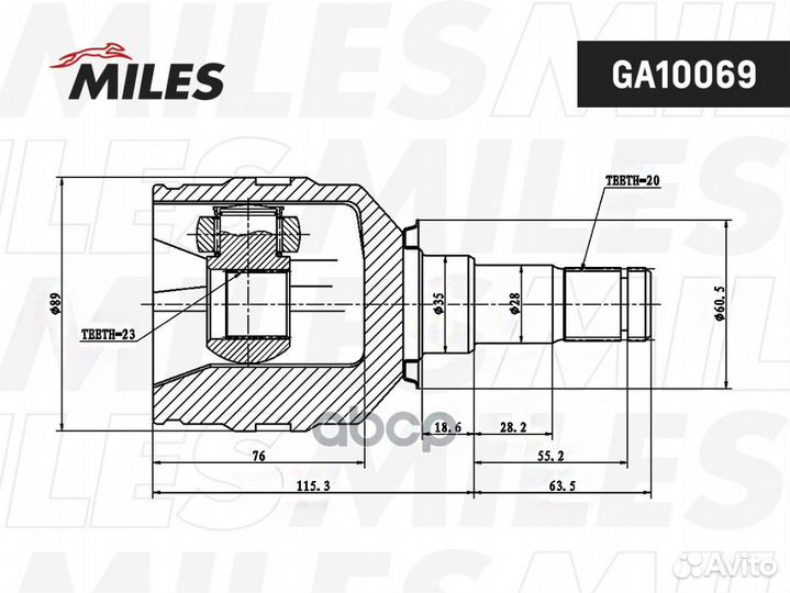 Шрус внутренний toyota avensis T250/auris E150