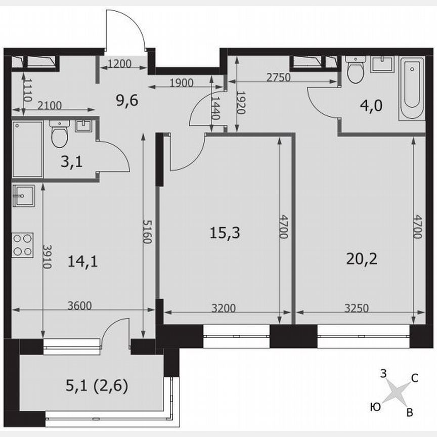 2-к. квартира, 68,9 м², 4/8 эт.