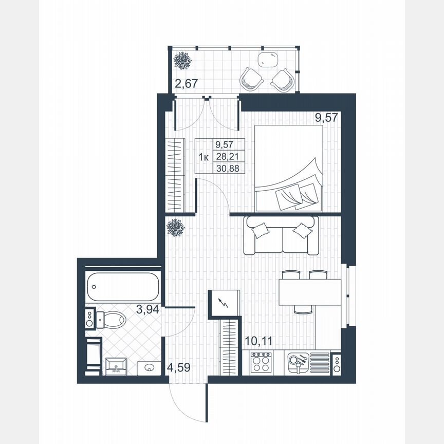1-к. квартира, 29 м², 8/8 эт.