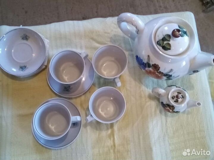 Кружка чайная СССР с блюдцами заварочный чайник