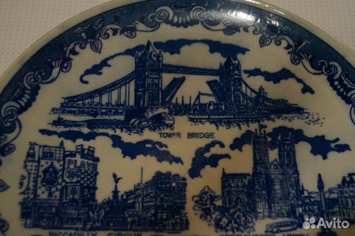 Тарелка декоративная (Англия) (фарфор, кобальт)
