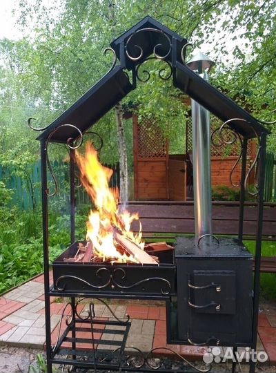 Мангал с печкой под казан