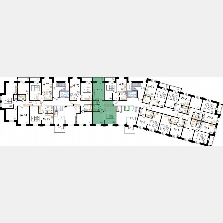 2-к. квартира, 65,4 м², 1/8 эт.