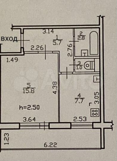 1-к. квартира, 33 м², 1/5 эт.