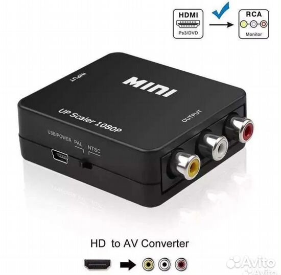 Конвертер переходник с hdmi на 3RCA (тюльпаны AV)