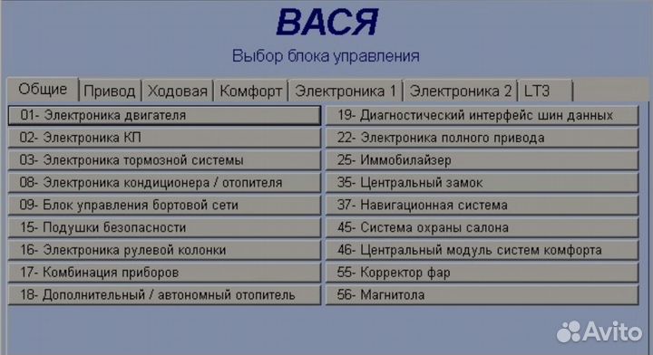 Дигностика, кодирование, адаптация VAG