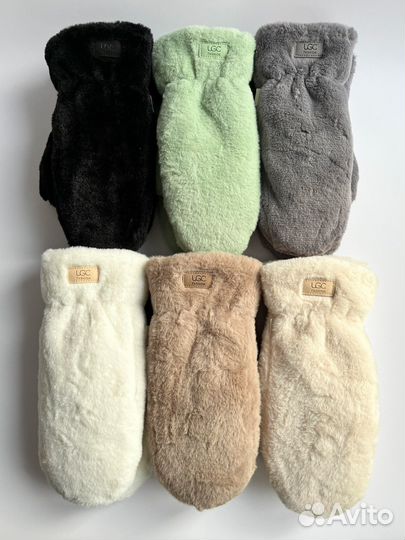 Варежки ugg меховые плюшевые под барашек