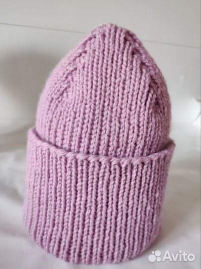 Шапка вязаная спицами ручная работа