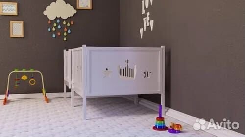Кроватка Лисенок из массива для малыша высокий бор